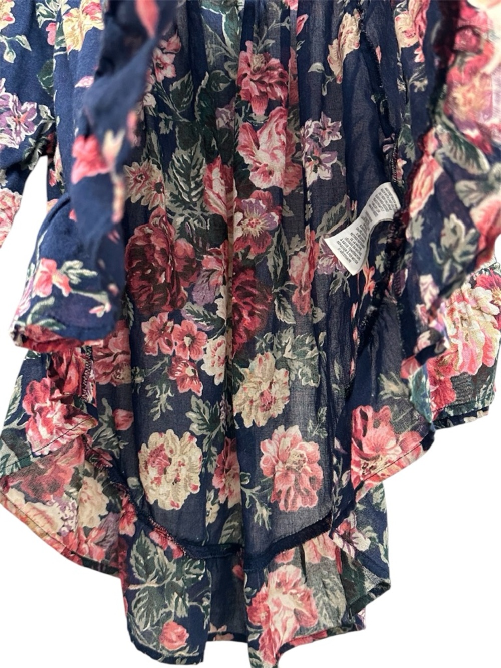 Denim & Supply Ralph Lauren Navy Floral Printed Top Bohemian Cottagecore Large - Picture 6 of 9